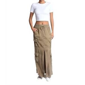 NEW BLANC NOIR phoenix tencel cargo skirt in burnt olive